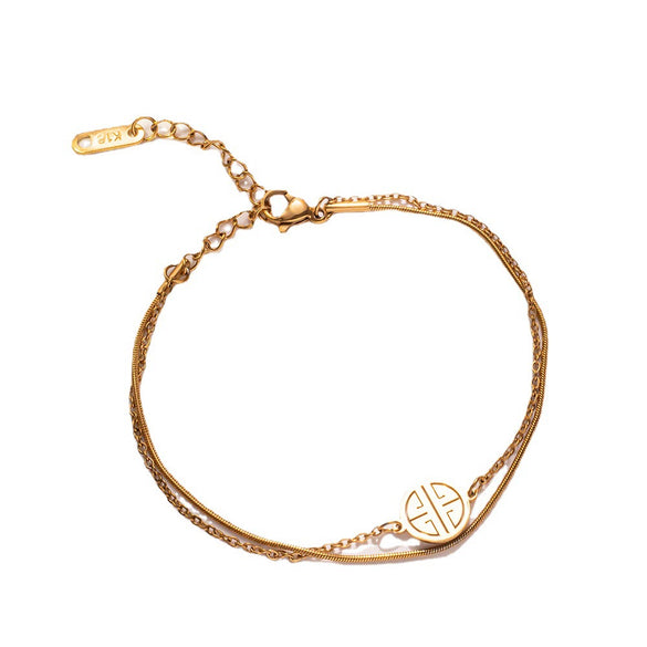 Wholesale Women's Light Luxury Titanium Steel Bracelet With Electroplating And Letters Numbers Text Design