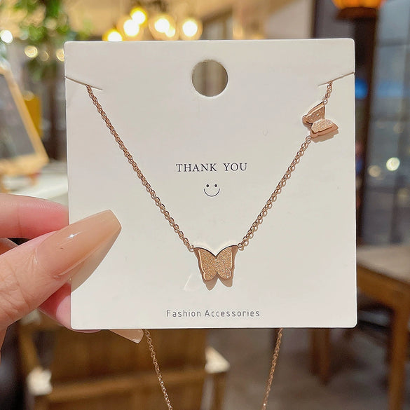 Wholesale Women's Light Luxury Titanium Steel Frosted Insectshaped Pendant Collar Chain Jewelry