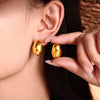 Wholesale Women's Light Luxury Titanium Steel Goose Egg Shaped Earrings With Unique Design Retro Temperament And Electroplating Treatment