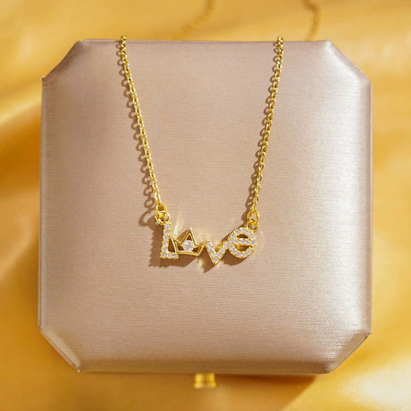 Wholesale Women's Light Luxury Titanium Steel Necklace With Crown Love Diamond Pendant And Letters Numbers Text Pattern