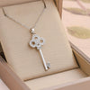 Wholesale Women's Light Luxury Titanium Steel Ochain Key Pendant Necklace With Geometric Design And Mixed Gem Inlay Electroplated