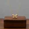 Wholesale Women's Light Luxury Titanium Steel Oshaped Chain Necklace With Copper Pendant Inlaid With Zircon In Bowknot Shape