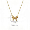Wholesale Women's Light Luxury Titanium Steel Oshaped Chain Necklace With Copper Pendant Inlaid With Zircon In Bowknot Shape