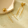 Wholesale Women's Light Luxury Titanium Steel Round Bead Tassel Earrings With Electroplating