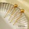 Wholesale Women's Light Luxury Titanium Steel Round Bead Tassel Earrings With Electroplating