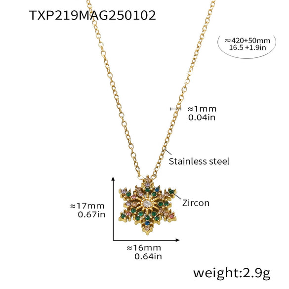 Wholesale Women's Light Luxury Titanium Steel Snowflake Zircon Clavicle Necklace With Electroplating And Geometric Design