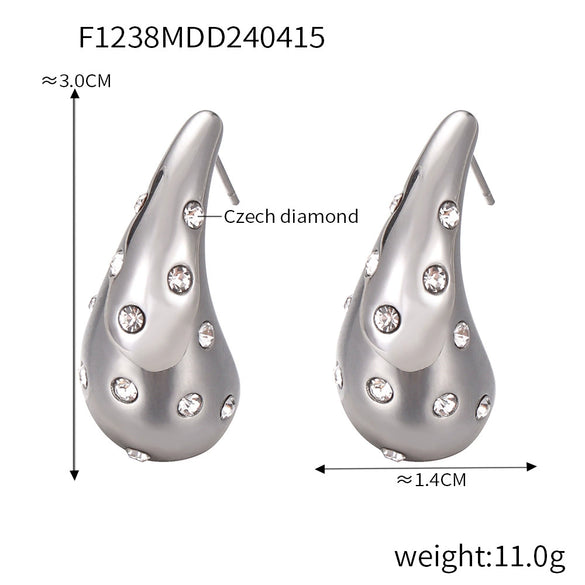 Wholesale Women's Light Luxury Vintage Earrings 316L Stainless Steel Goldplated Dropshaped Geometric Design