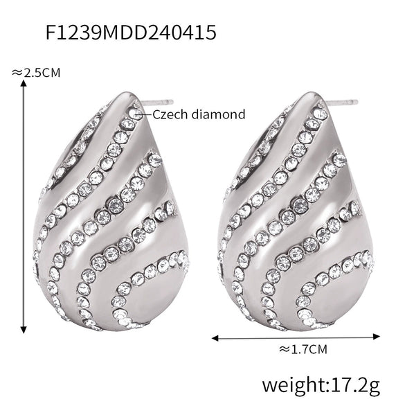 Wholesale Women's Light Luxury Vintage Earrings 316L Stainless Steel Goldplated Dropshaped Geometric Design