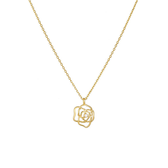 Wholesale Women's Light Luxury Vintage Hollow Rose Sterling Silver Necklace With Flower Pattern And Cross Chain