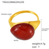 Wholesale Women's Light Luxury Water Drop Shape Geometric 316L Stainless Steel Resin Ring With Electroplating
