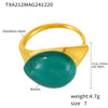 Wholesale Women's Light Luxury Water Drop Shape Geometric 316L Stainless Steel Resin Ring With Electroplating