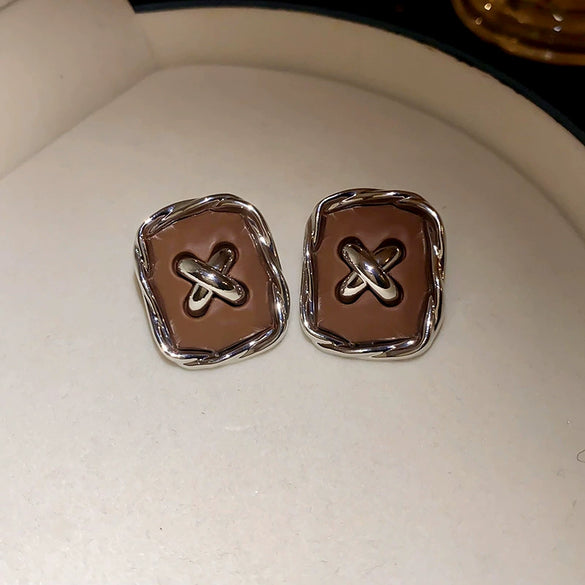 Wholesale Women's Light Luxury Zinc Alloy Electroplated Circle Square Earrings