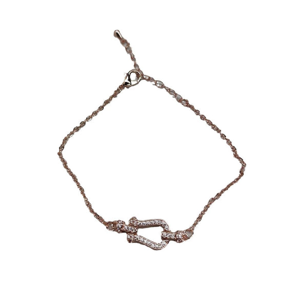 Wholesale Women's Light Luxury Zircon Inlaid Copper Horseshoe Buckle Geometric Bracelet Accessories