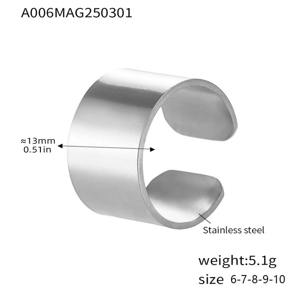 Wholesale Women's Light Style Geometric 316L Stainless Steel Pvd Plated Open Ring