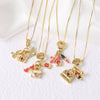 Wholesale Women's Lipstick Bag Pendant Necklace With Oil Drop Clavicle Chain Copper Gold Plated Geometric Design