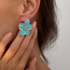 Wholesale Women's Little Fresh Alloy Dripping Oil Flower Earrings
