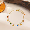 Wholesale Women's Little Fresh Geometric Stainless Steel Electroplated Necklace Inlaid With Colorful Zircon Shell Pendants