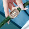 Wholesale Women's Little Green Oval Dial Leisure Watch With Rhinestone And Gypsophila Case In Alloy Buckle In Stainless Steel Mineral Reinforced Glass Mirror