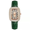 Wholesale Women's Little Green Oval Dial Leisure Watch With Rhinestone And Gypsophila Case In Alloy Buckle In Stainless Steel Mineral Reinforced Glass Mirror