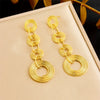 Wholesale Women's Long High End Stainless Steel Tassel Geometric Earrings With Electroplating