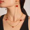 Wholesale Women's Long Necklace With Water Drop Triangle Shape Small Steel Beads And Czech Imported Glass Stainless Steel Double Layer Stacked Geometric Pattern Electroplated