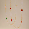 Wholesale Women's Long Necklace With Water Drop Triangle Shape Small Steel Beads And Czech Imported Glass Stainless Steel Double Layer Stacked Geometric Pattern Electroplated