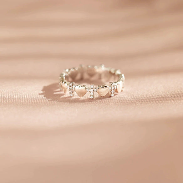 Wholesale Women's Love Cross Ring 925 Sterling Silver Zircon Geometric Electroplated