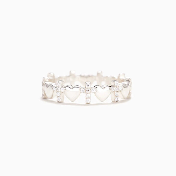 Wholesale Women's Love Cross Ring 925 Sterling Silver Zircon Geometric Electroplated
