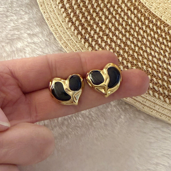 Wholesale Women's Love Earrings Stainless Steel Heart Shaped With Oil Dripping Treatment