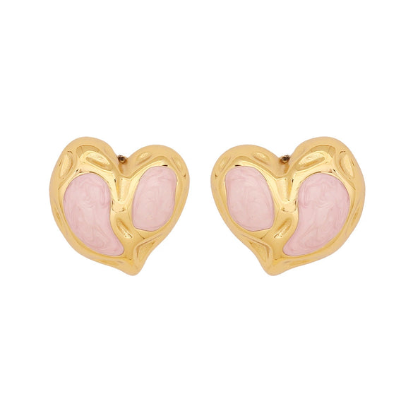 Wholesale Women's Love Earrings Stainless Steel Heart Shaped With Oil Dripping Treatment