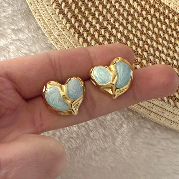 Wholesale Women's Love Earrings Stainless Steel Heart Shaped With Oil Dripping Treatment
