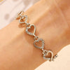 Wholesale Women's Love Hollow Heart Shape Zinc Alloy Micro Inlaid Zircon Jewelry Bracelet With Diamond Design