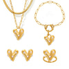 Wholesale Women's Love Imitation Pearl Jewelry Set 316L Stainless Steel Electroplated Heart Pattern Necklace Earrings Ring Bracelet