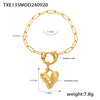 Wholesale Women's Love Imitation Pearl Jewelry Set 316L Stainless Steel Electroplated Heart Pattern Necklace Earrings Ring Bracelet