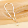 Wholesale Women's Love Letter Vintage Pearl Necklace Alloy Heart Pendant With Ball Chain Electroplated