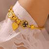 Wholesale Women's Love Round Stainless Steel Bracelet With Heart And Geometric Elements 18K Gold Plated