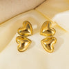 Wholesale Women's Love Series 18K Gold Plated Titanium Steel Heart Shaped Earrings With Electroplating