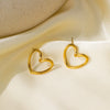 Wholesale Women's Love Series 18K Gold Plated Titanium Steel Heart Shaped Earrings With Electroplating