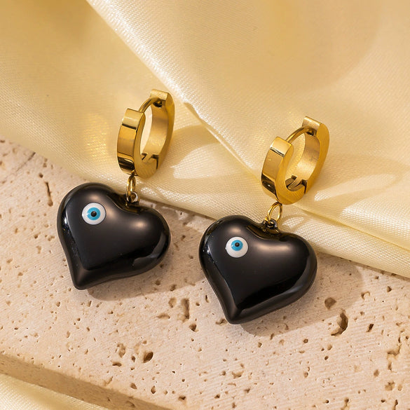 Wholesale Women's Love Series 18K Gold Plated Titanium Steel Heart Shaped Earrings With Electroplating