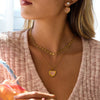 Wholesale Women's Love Shape Stainless Steel Electroplated Necklace With Pink Cat's Eye Stone