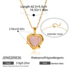 Wholesale Women's Love Shape Stainless Steel Electroplated Necklace With Pink Cat's Eye Stone