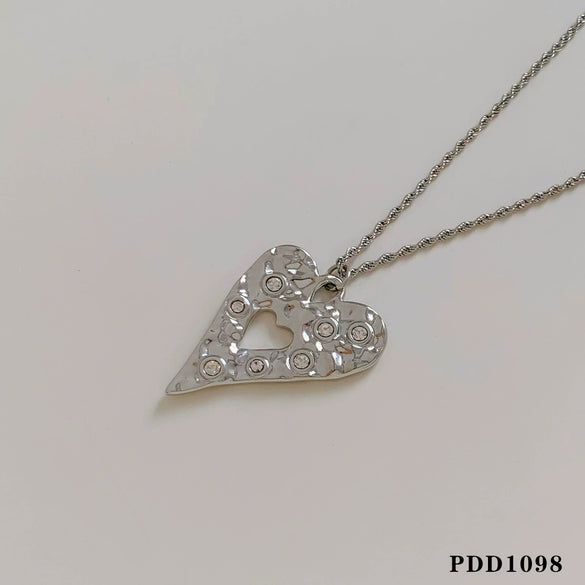 Wholesale Women's Love Water Drops Bell Round Geometric 316 Stainless Steel Pendant Necklace Earrings Suit With Electroplating