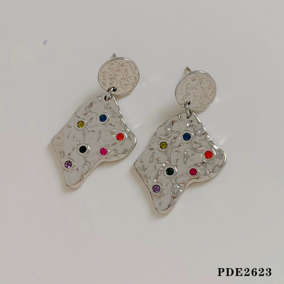 Wholesale Women's Love Water Drops Bell Round Geometric 316 Stainless Steel Pendant Necklace Earrings Suit With Electroplating