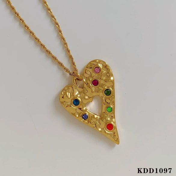 Wholesale Women's Love Water Drops Bell Round Geometric 316 Stainless Steel Pendant Necklace Earrings Suit With Electroplating