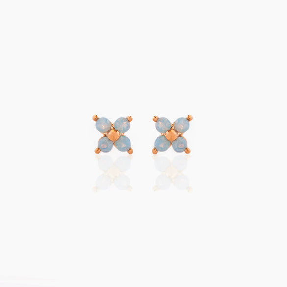 Wholesale Women's Lovely Flower Pattern Brass Earrings Plated With Real Gold And Set With Zircon