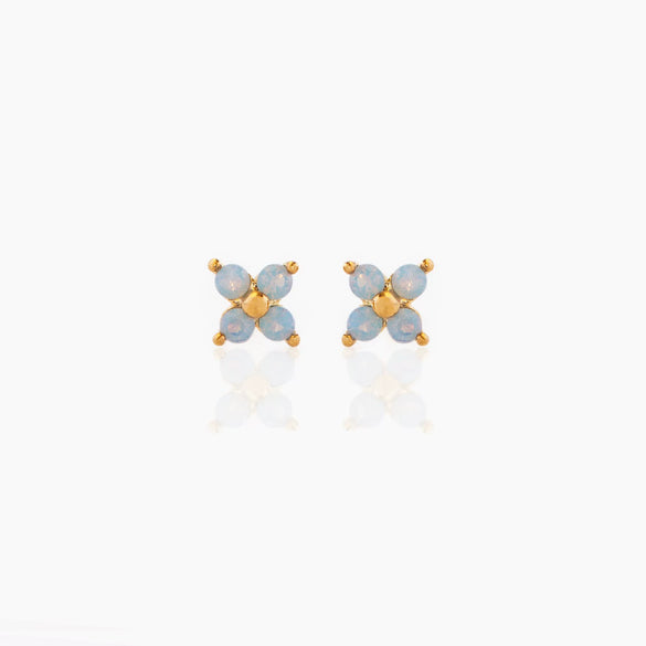 Wholesale Women's Lovely Flower Pattern Brass Earrings Plated With Real Gold And Set With Zircon