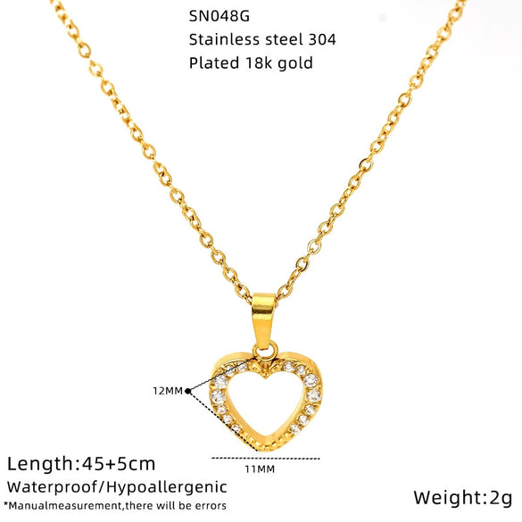 Wholesale Women's Lovely Heart Shape Zirconia Titanium Steel Cross Chain Necklace