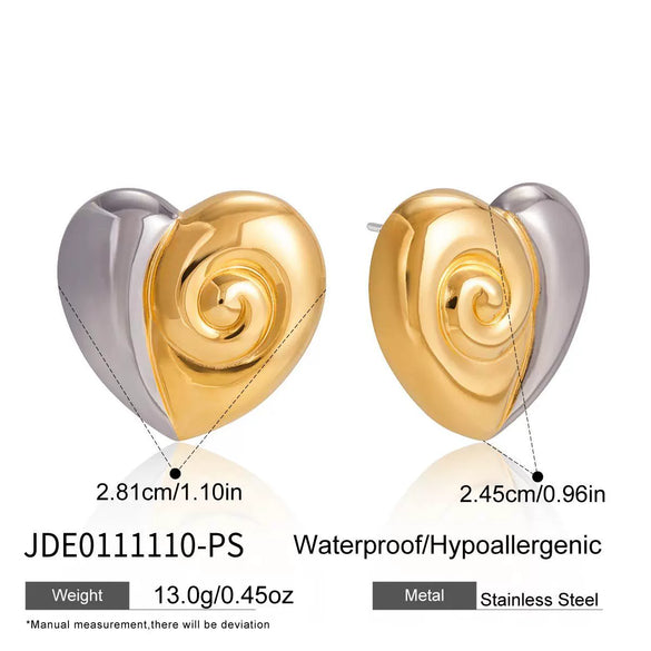 Wholesale Women's Lovethemed Titanium Steel And Stainless Steel Jewelry Set With Heart Drop Bell Patterns Electroplated