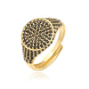 Wholesale Women's Luxury Copper Geometric Round Inlaid Colored Diamond Open Stacked Ring