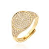 Wholesale Women's Luxury Copper Geometric Round Inlaid Colored Diamond Open Stacked Ring
